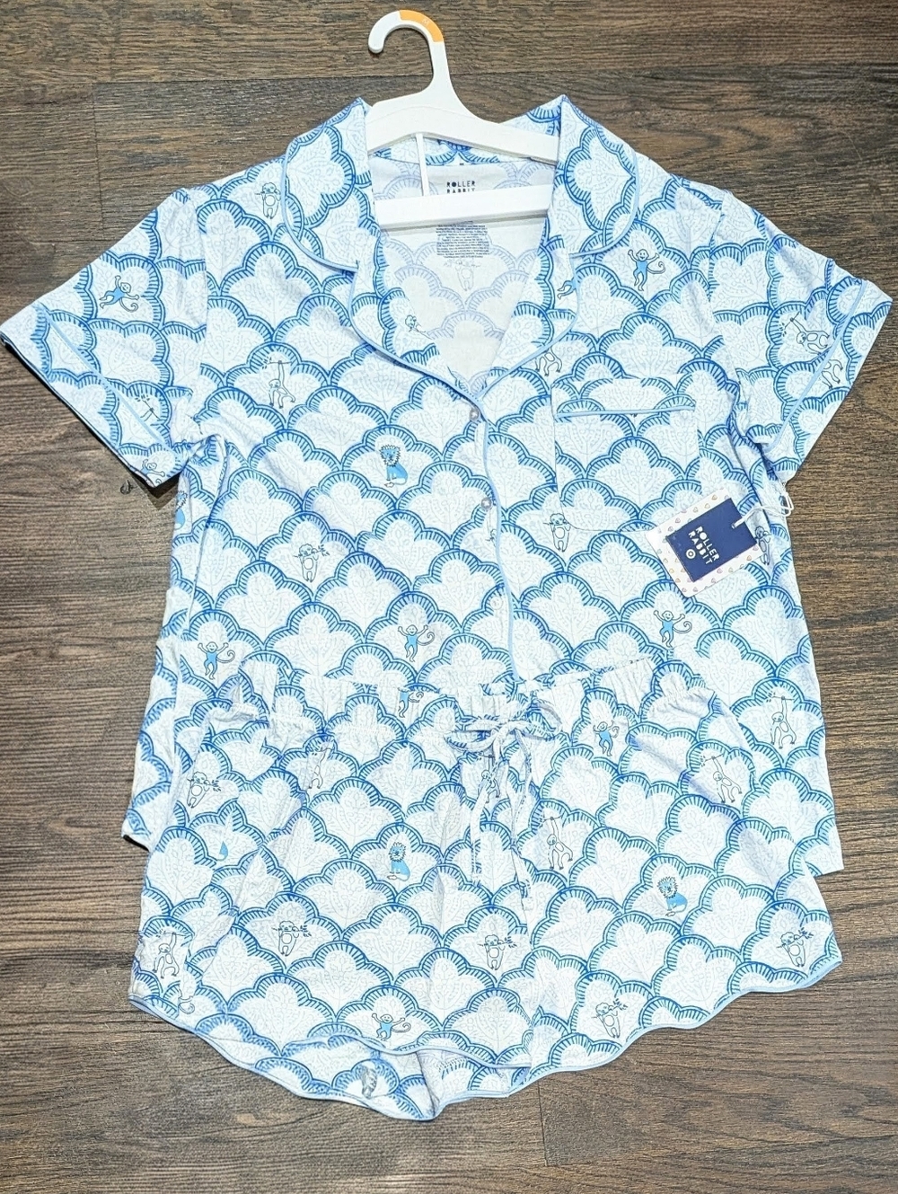 🩵🩵 Roller Rabbit x Target Geo Trellis Pajama Set Shorts M Monkey Sloth NWT - Picture 4 of 4